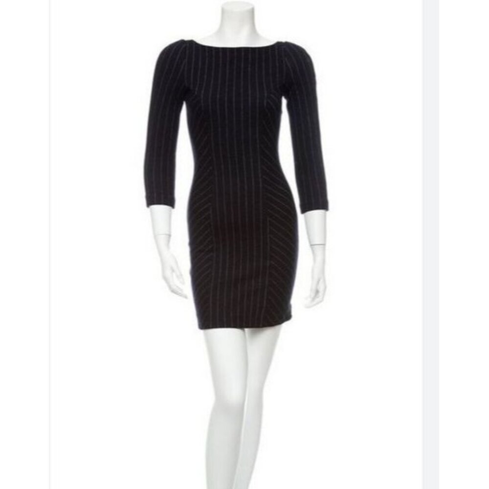 DVF Diane Von Furstenberg ARITA Pinstripe Women Open Back Dress 3/4 sleeve sz 10